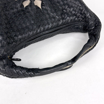 Bottega Veneta Intrecciato Shoulder Bag Leather Black Beige — view 8
