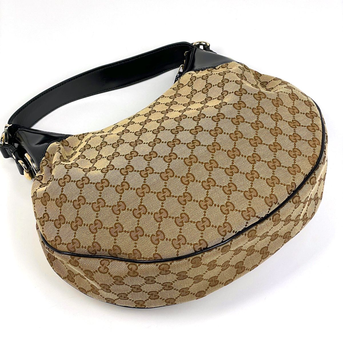 Gucci GG Pattern Shoulder Bag Canvas Beige Black — view 2