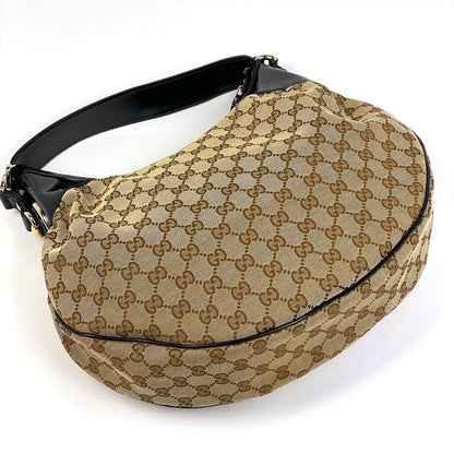 Gucci GG Pattern Shoulder Bag Canvas Beige Black — view 2