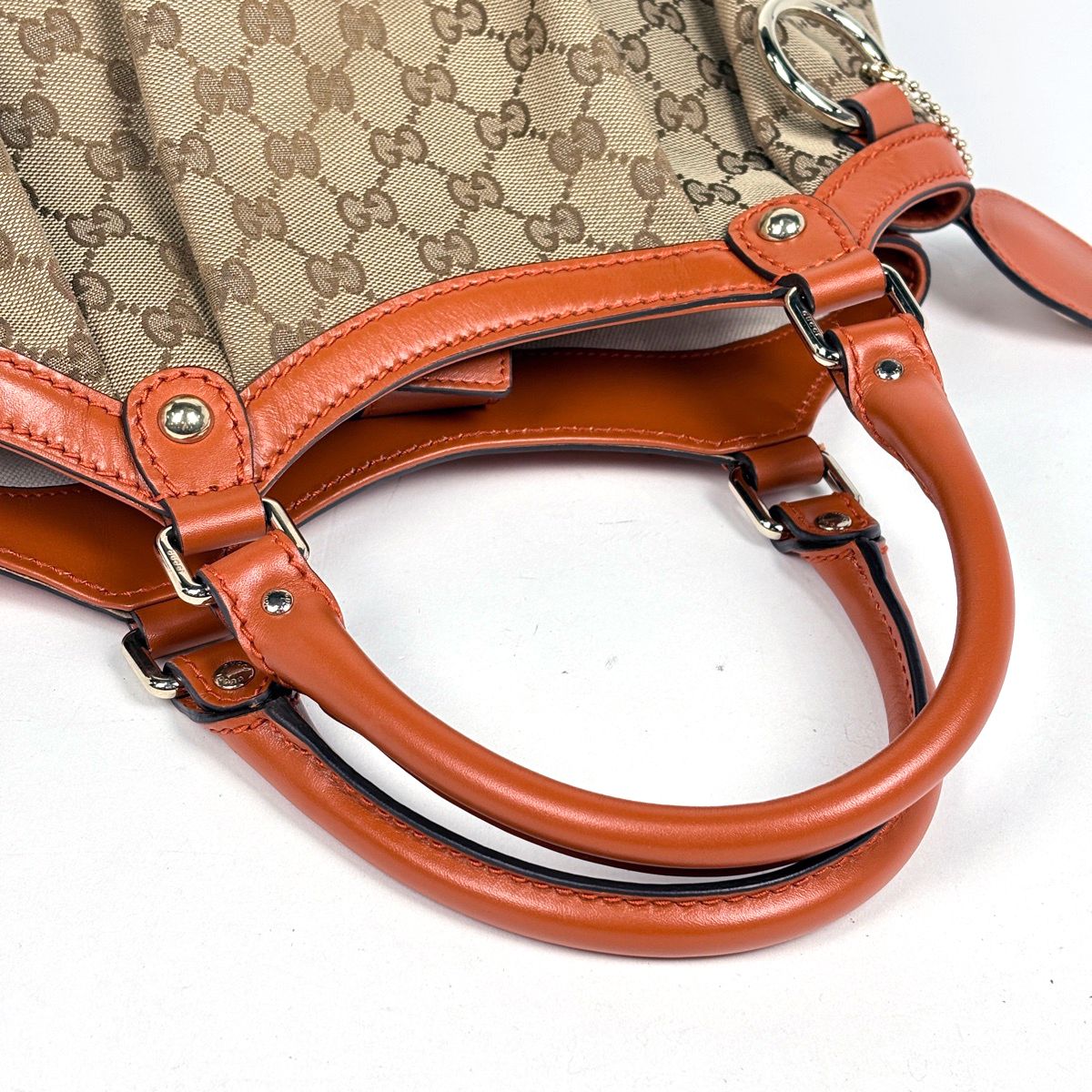 Gucci GG Pattern Ski Handbag Canvas Beige Orange — view 6