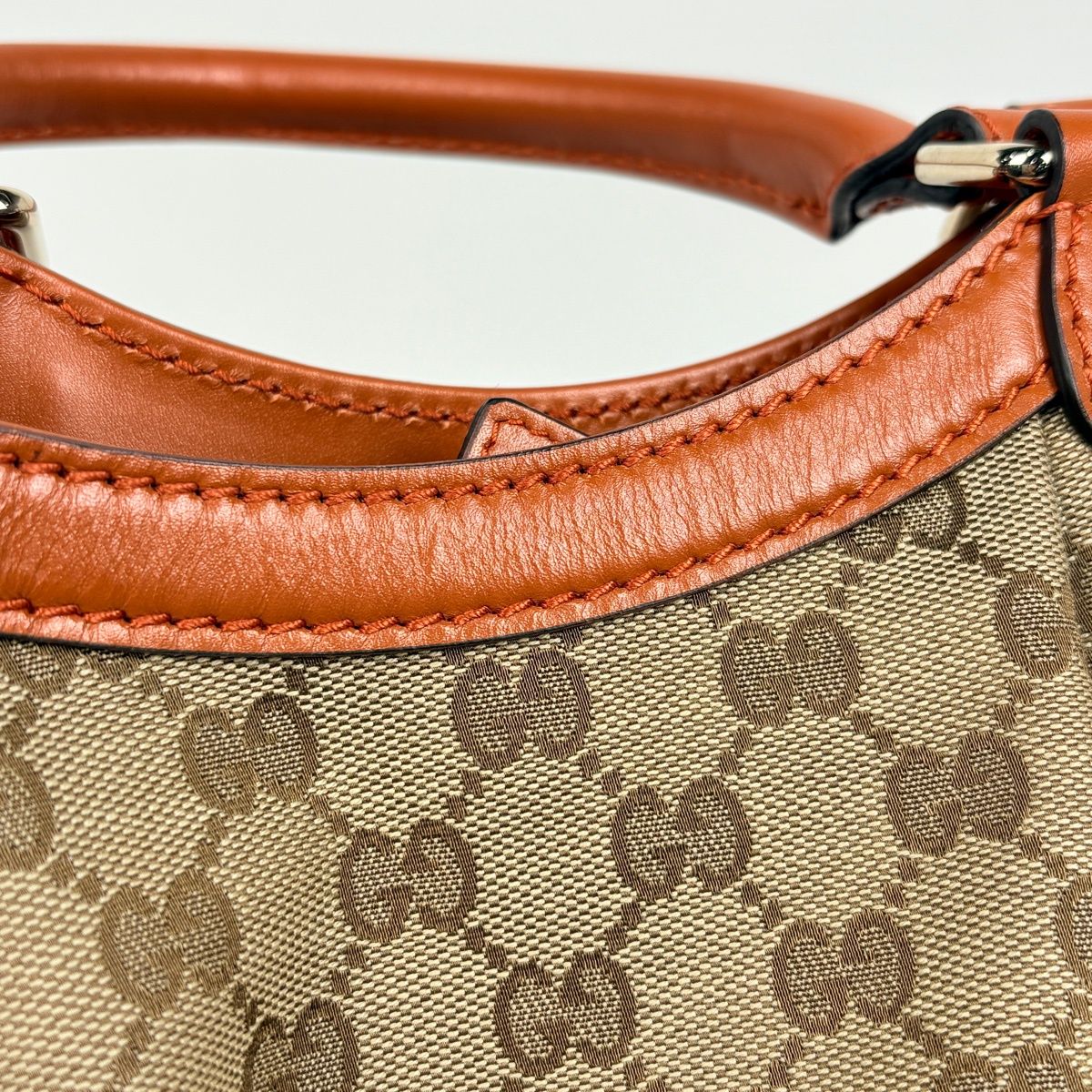 Gucci GG Pattern Ski Handbag Canvas Beige Orange — view 4