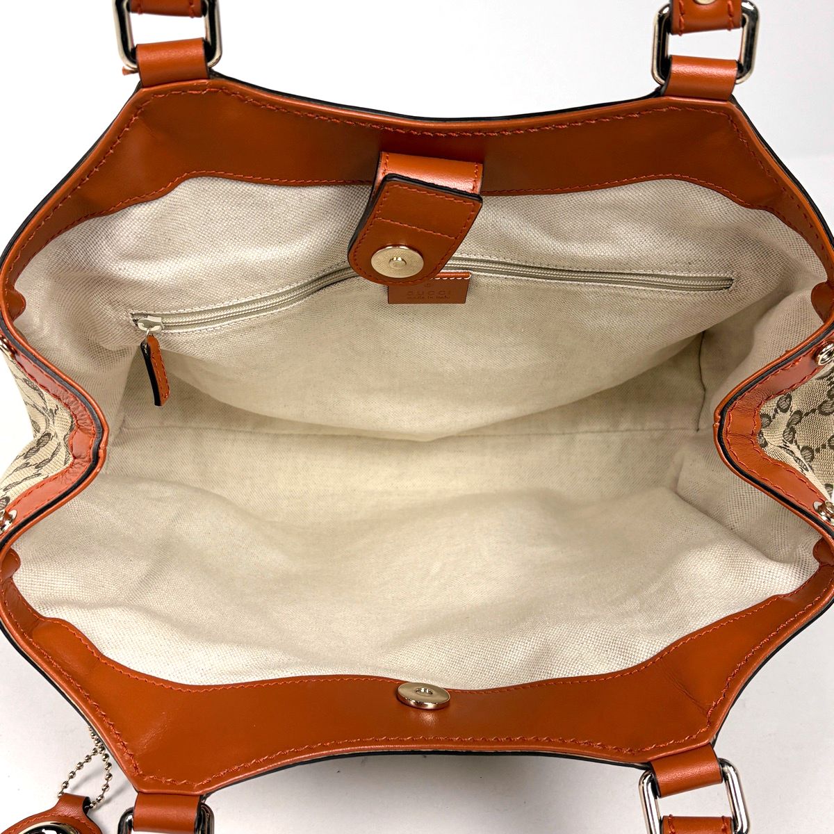Gucci GG Pattern Ski Handbag Canvas Beige Orange — view 7