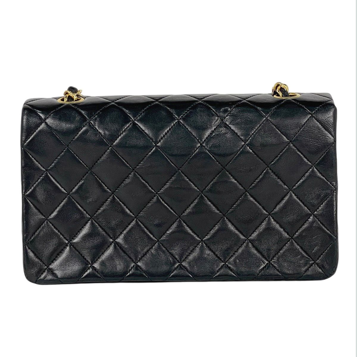 Chanel Quilted Single Flap Chain Shoulder Bag CC Logo Full Leather Black — view 3