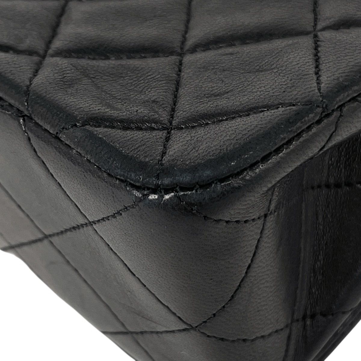 Chanel Quilted Single Flap Chain Shoulder Bag CC Logo Full Leather Black — view 6
