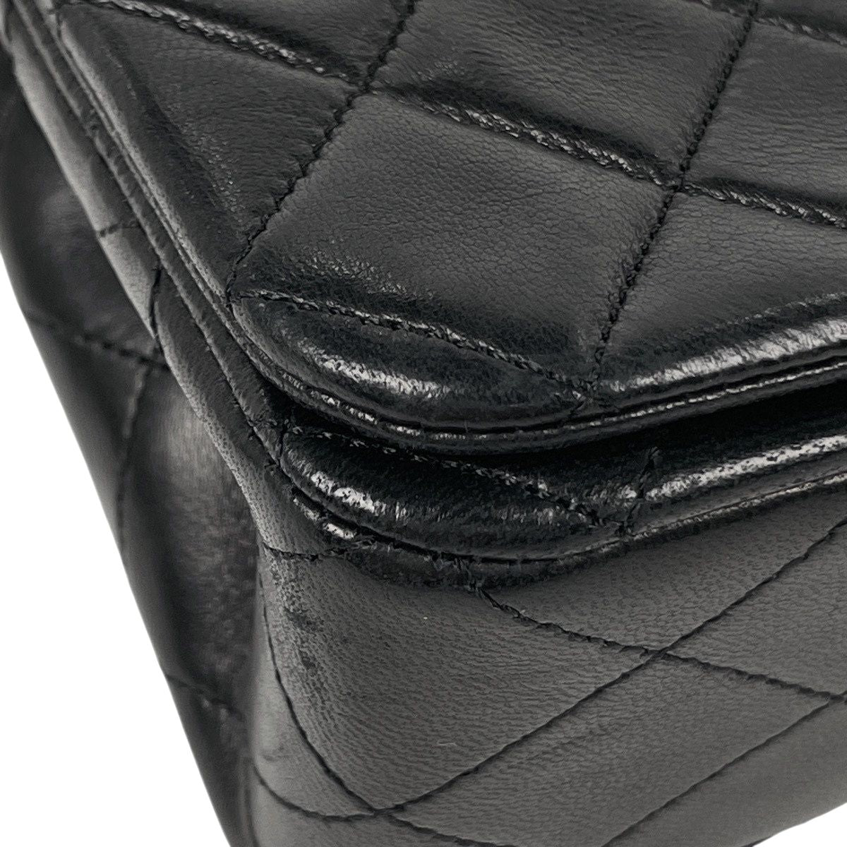 Chanel Quilted Single Flap Chain Shoulder Bag CC Logo Full Leather Black — view 7