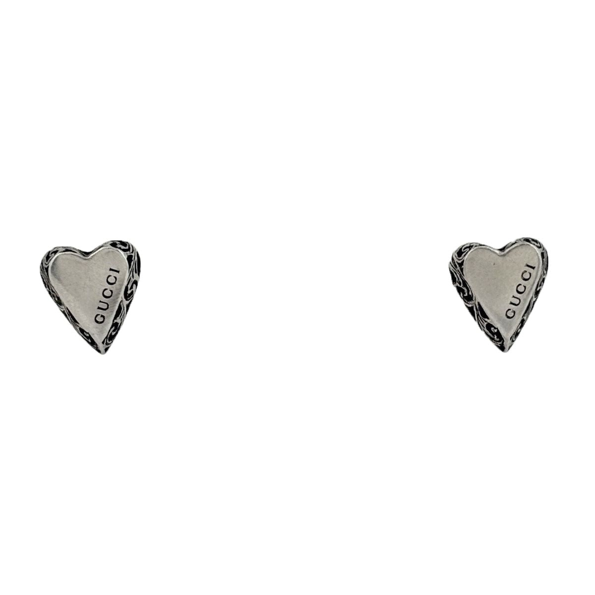 Gucci Logo Earrings Heart Motif 925 Sterling Silver