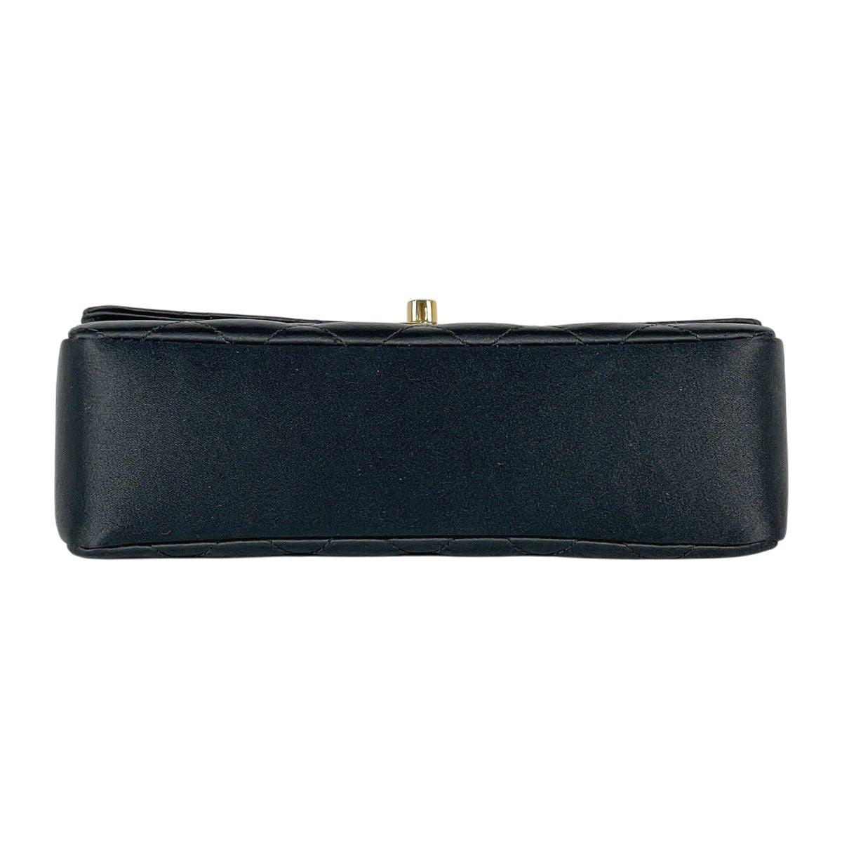 Chanel CC Logo Chain Shoulder Bag Satin Black — view 5