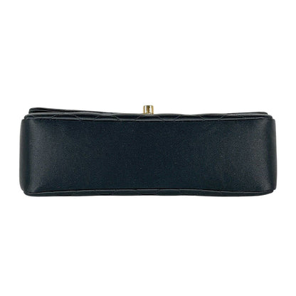 Chanel CC Logo Chain Shoulder Bag Satin Black — view 5