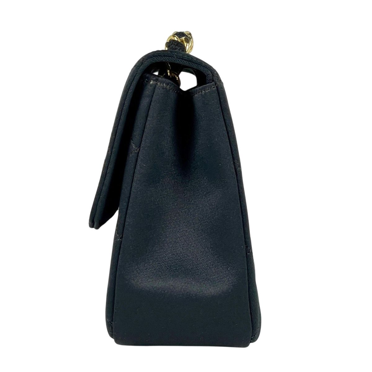 Chanel CC Logo Chain Shoulder Bag Satin Black — view 2