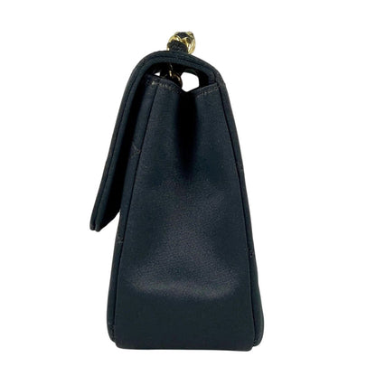Chanel CC Logo Chain Shoulder Bag Satin Black — view 2
