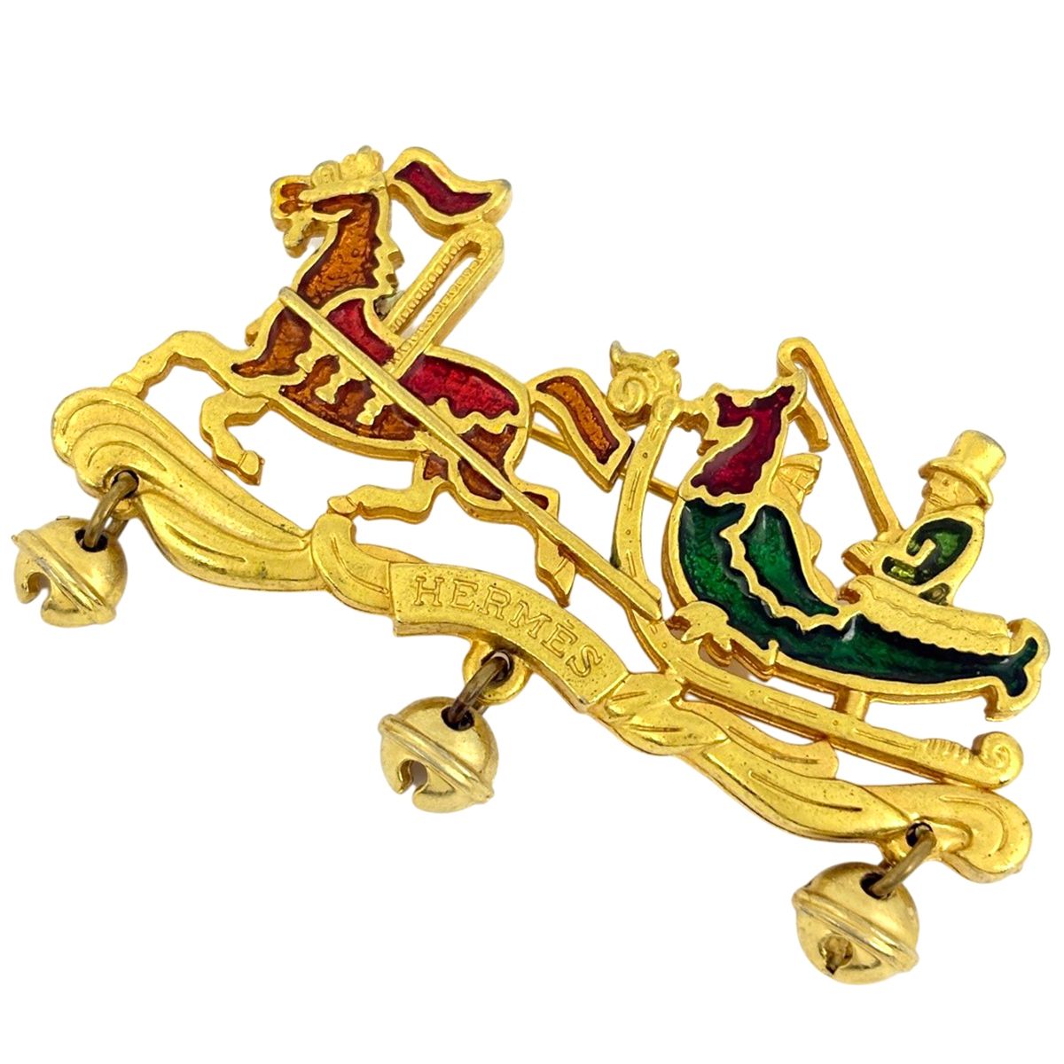 Hermes Logo Brooch Gold Plated