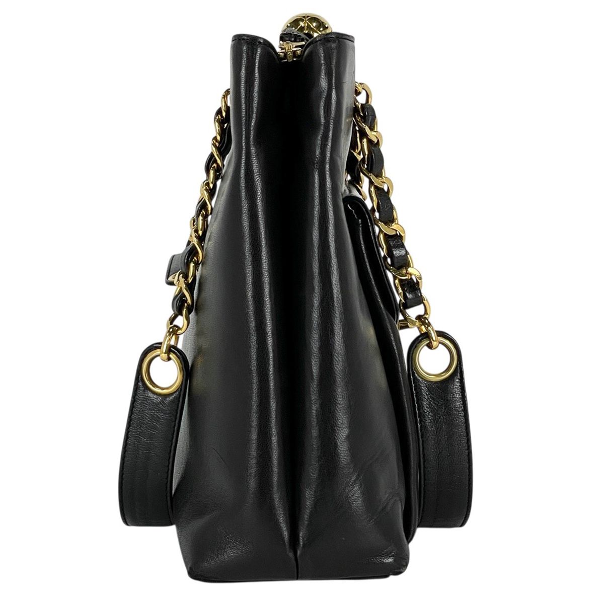 Chanel CC Logo Chain Tote Leather Black — view 4