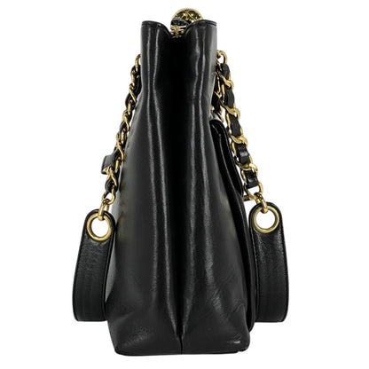 Chanel CC Logo Chain Tote Leather Black — view 4