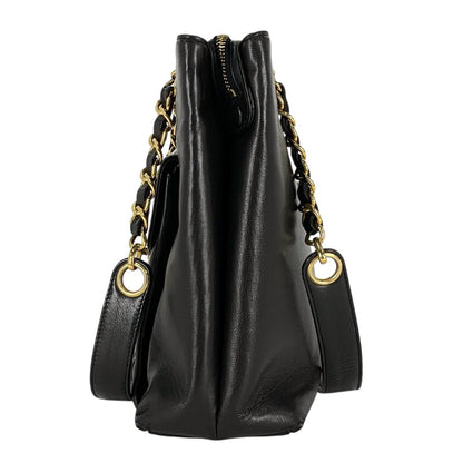 Chanel CC Logo Chain Tote Leather Black — view 2
