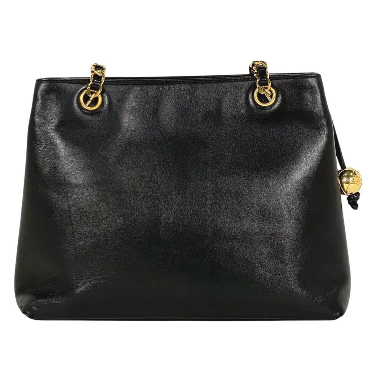 Chanel CC Logo Chain Tote Leather Black — view 3