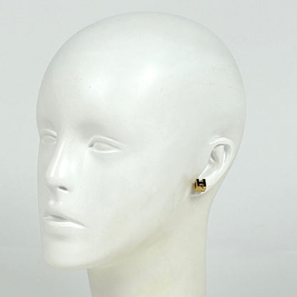 Hermes Cage Cube Earrings Logo Gold Plated Black — view 4