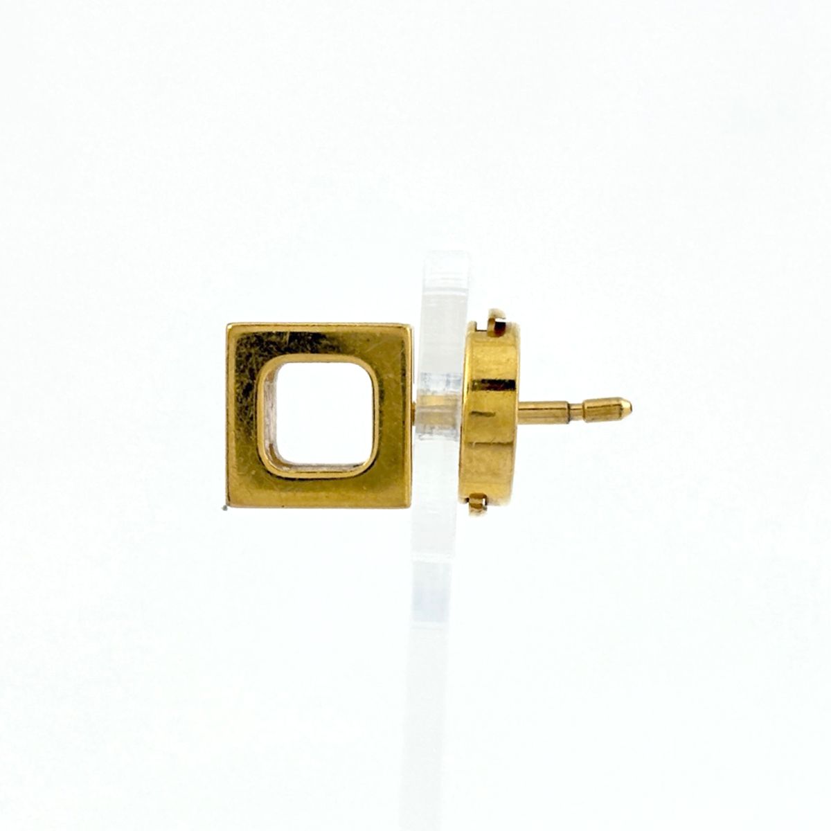 Hermes Cage Cube Earrings Logo Gold Plated Black — view 2