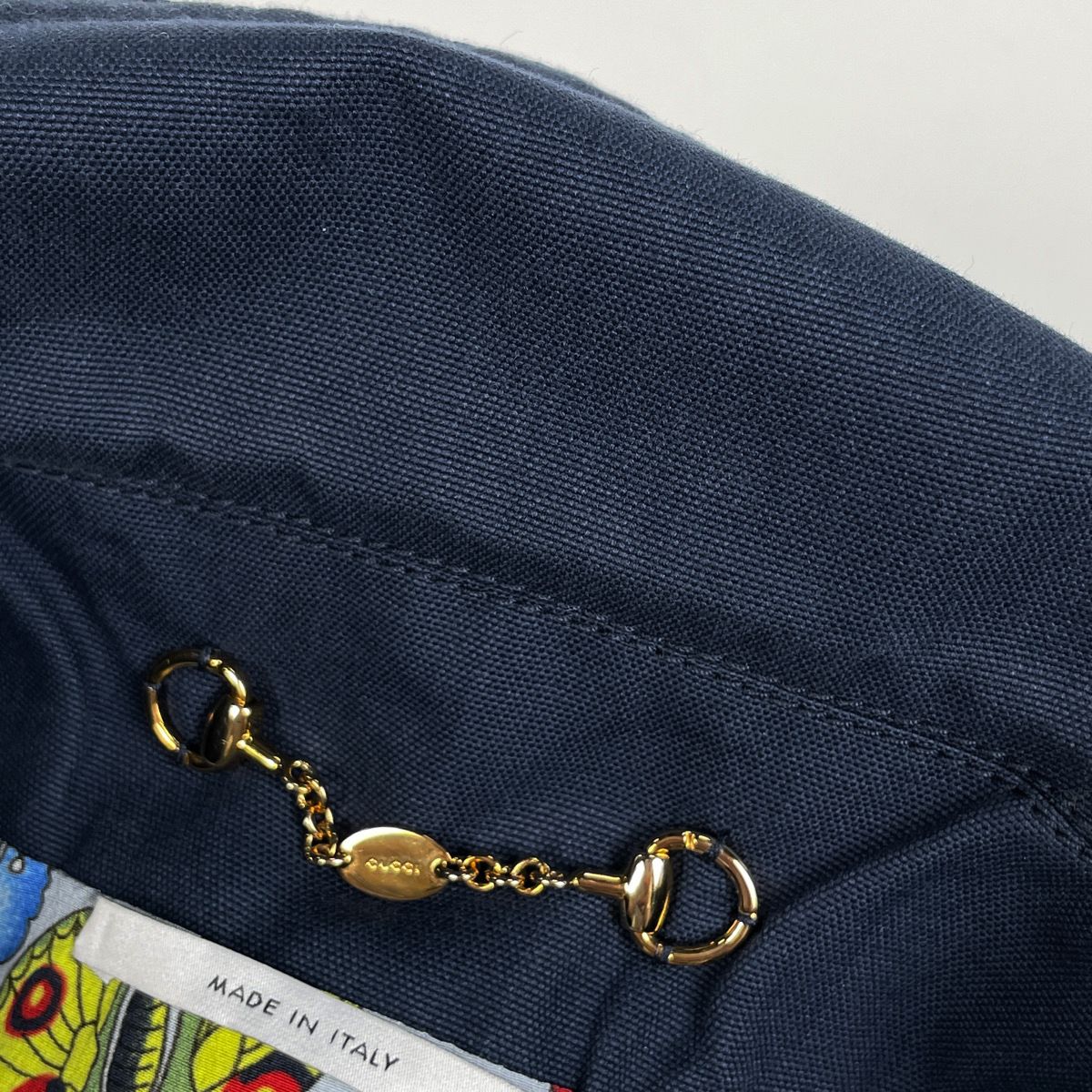 Gucci Bamboo Trench Coat Flora Cotton Navy