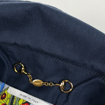 Gucci Bamboo Trench Coat Flora Cotton Navy