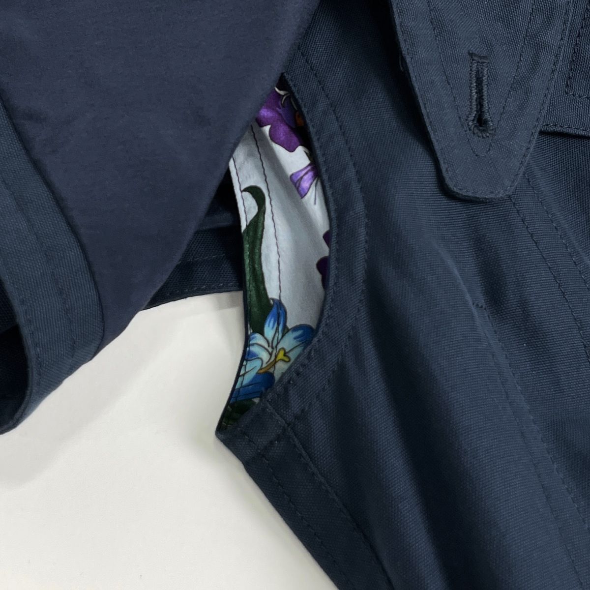 Gucci Bamboo Trench Coat Flora Cotton Navy — view 6