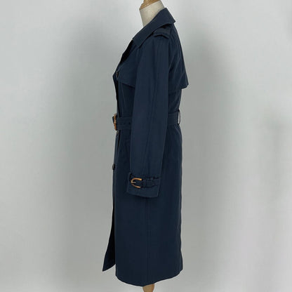Gucci Bamboo Trench Coat Flora Cotton Navy — view 2