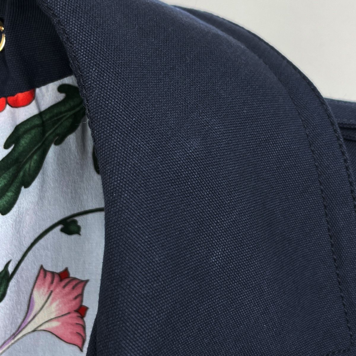 Gucci Bamboo Trench Coat Flora Cotton Navy — view 9