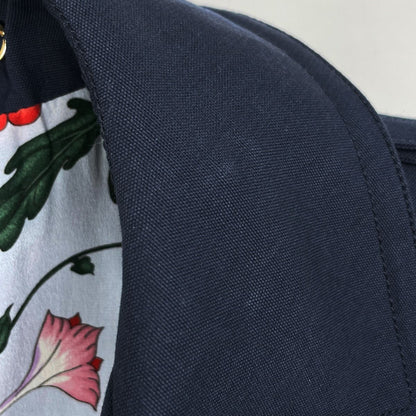 Gucci Bamboo Trench Coat Flora Cotton Navy — view 9