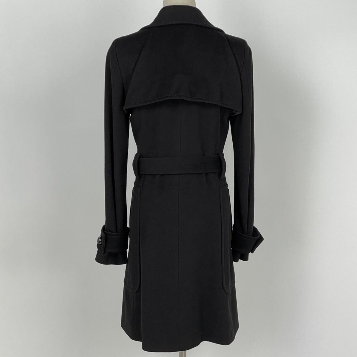 Celine Logo Button Long Coat Double Wool Black — view 3