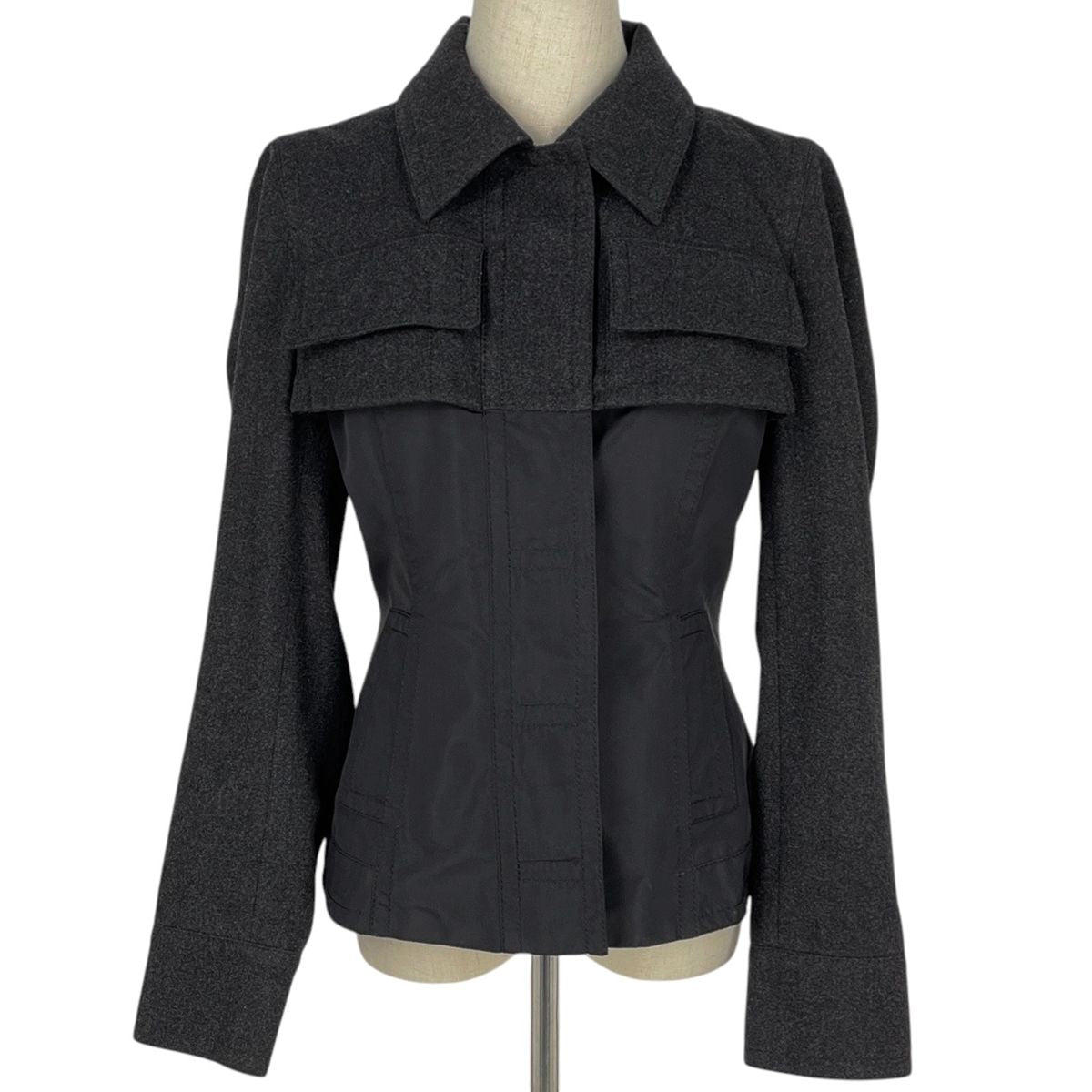Celine Satin Jacket Gray Black