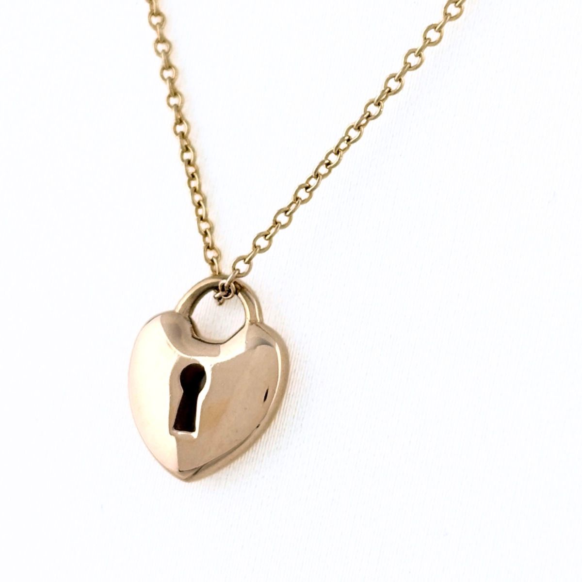 Tiffany & Co Heart Lock Necklace PG Pink Gold Pendant Key
