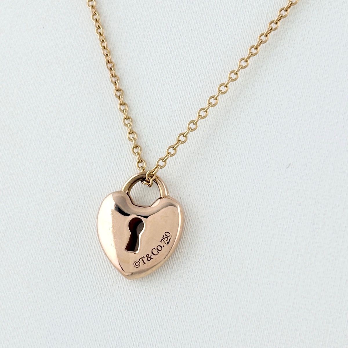 Tiffany & Co Heart Lock Necklace PG Pink Gold Pendant Key — view 2