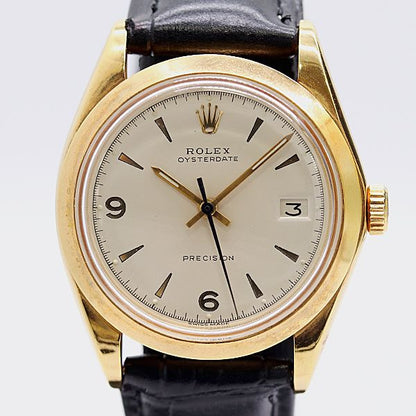Rolex Oyster Date Precision Manual Winding White Dial Watch