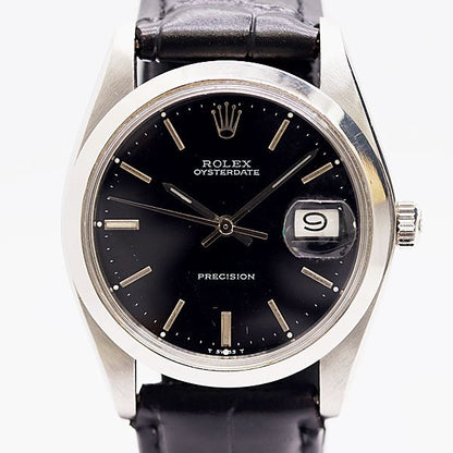 Rolex Oyster Precision Manual Winding Black Dial Watch