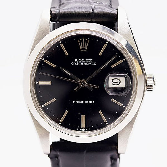 Rolex Oyster Precision Manual Winding Black Dial Watch