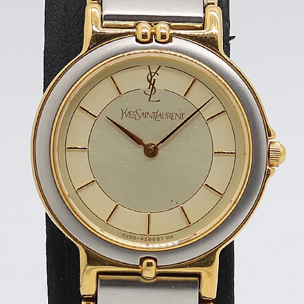 Saint Laurent Yves 2200 Quartz Champagne Dial Watch Tam