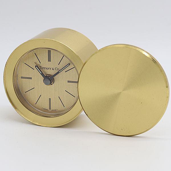 Tiffany & Co Alarm Clock Quartz Gold Dial Table Tam