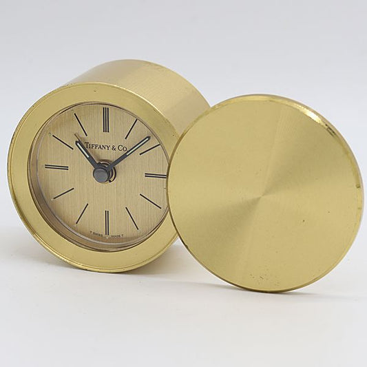 Tiffany & Co Alarm Clock Quartz Gold Dial Table Tam