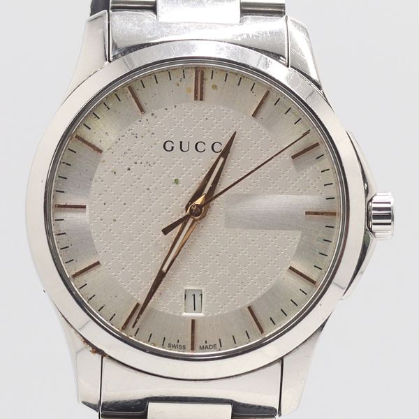 Gucci Timeless 126.4 Quartz Date Silver Watch Nam