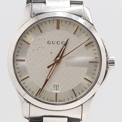 Gucci Timeless 126.4 Quartz Date Silver Watch Nam