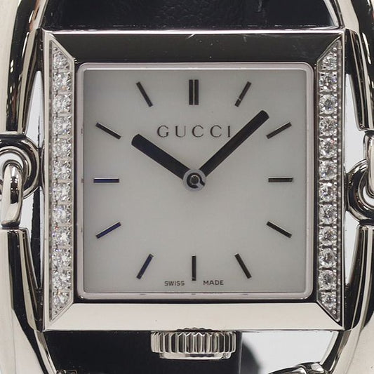 Gucci Signoria 116.3 Quartz Side Diamond Silver Dial Watch Nam