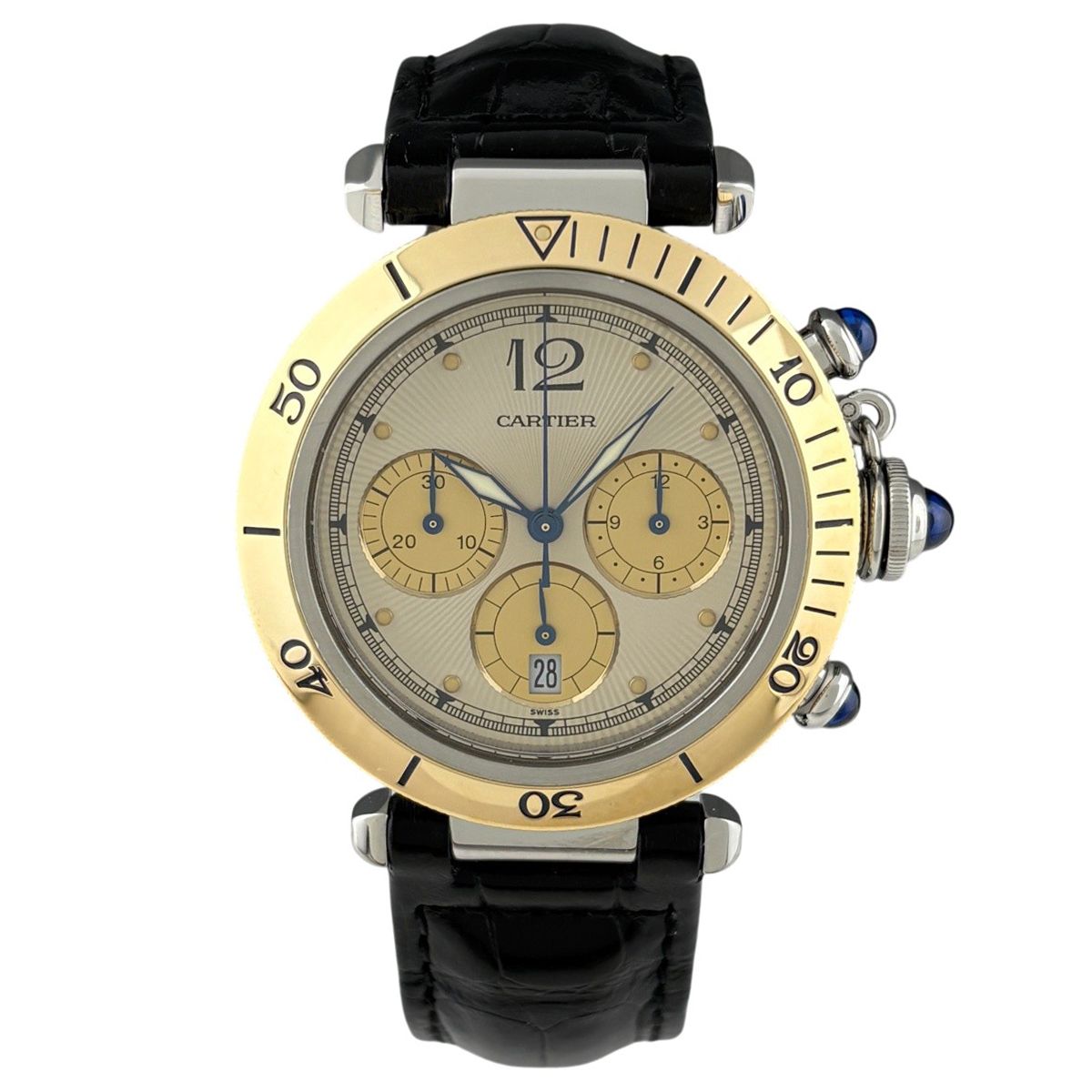 Cartier Pasha Watch SS YG Leather Quartz Ivory — view 2