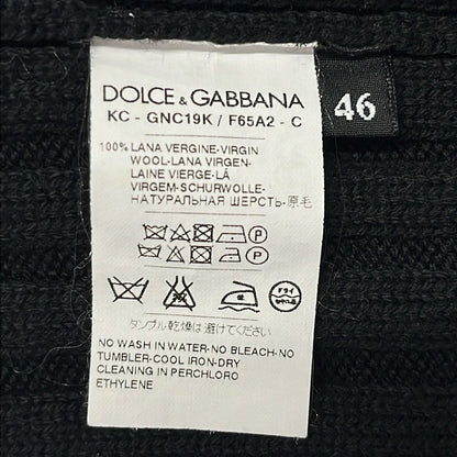 Dolce & Gabbana Cardigan 46 S Black Shawl Collar Crown Button Wool — view 4