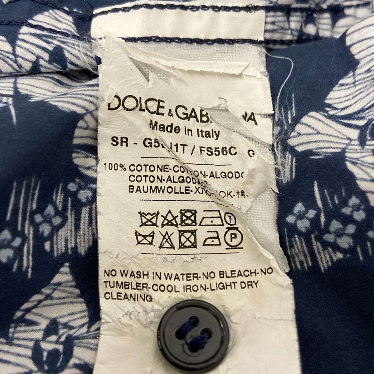 Dolce & Gabbana Long Sleeve Shirt 16 41 Navy White Floral Pattern — view 4