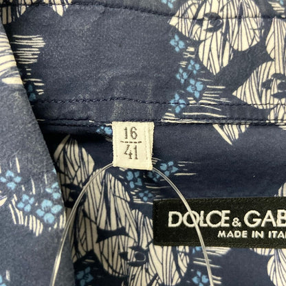 Dolce & Gabbana Long Sleeve Shirt 16 41 Navy White Floral Pattern — view 5