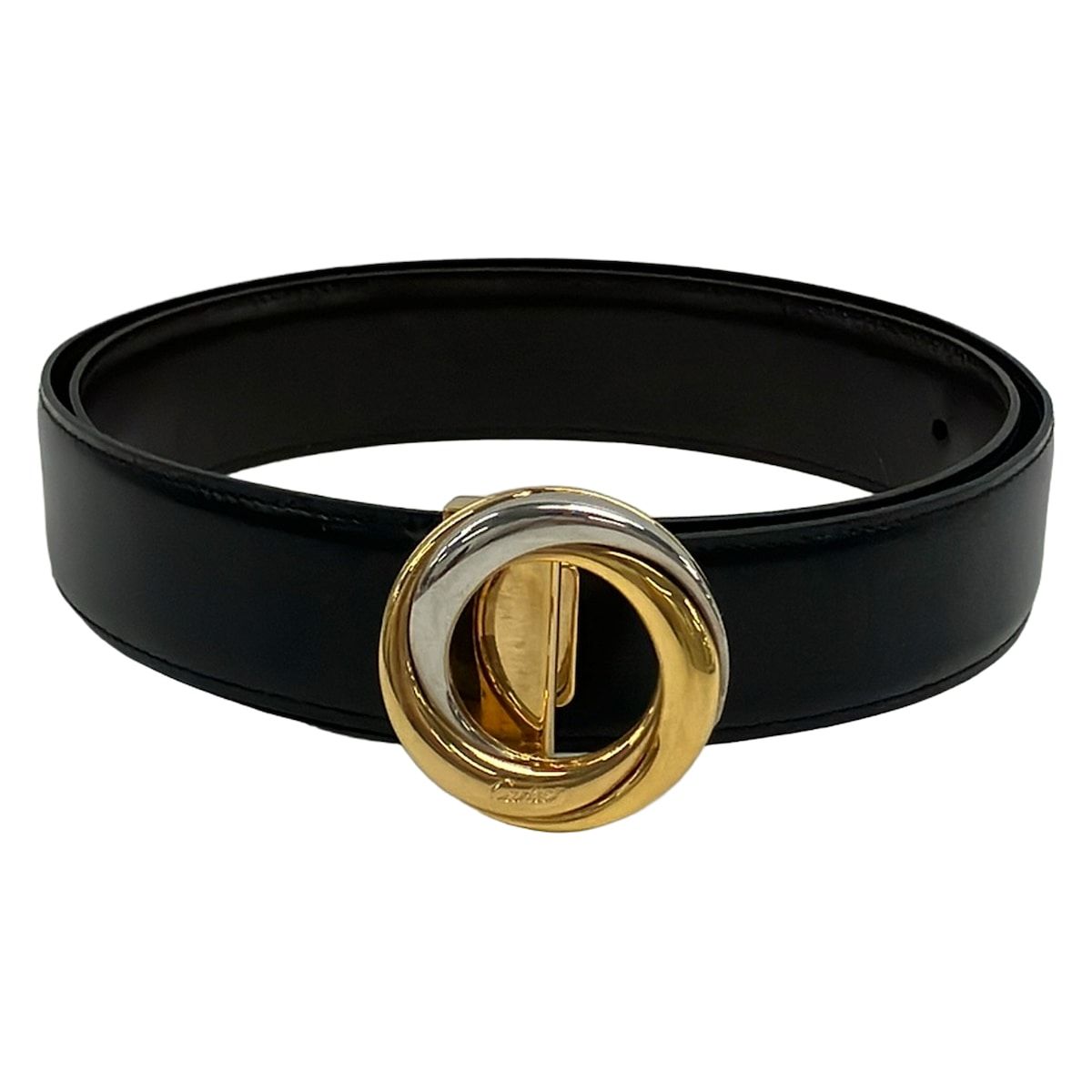 Cartier Belt Trinity Black Gold Silver Leather