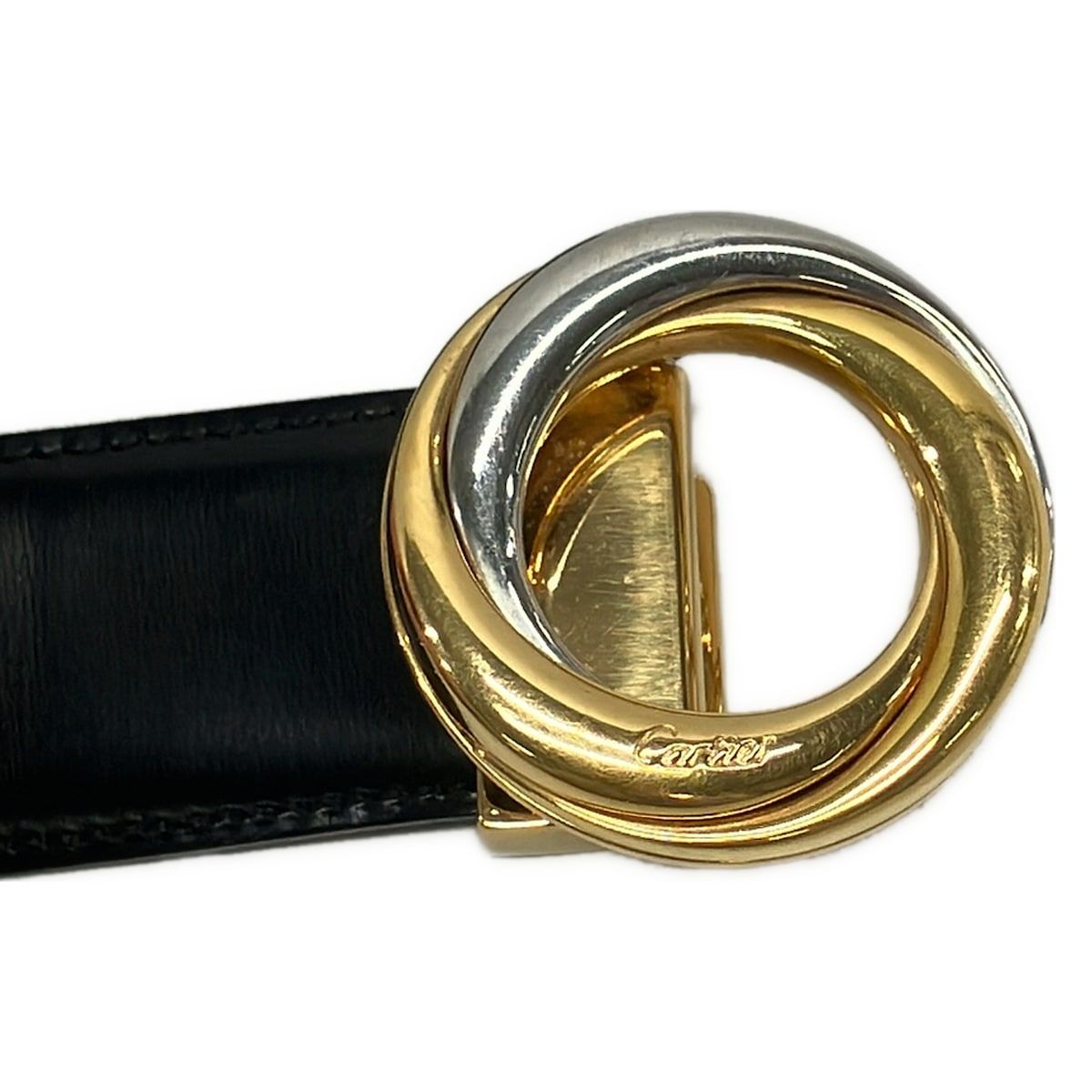 Cartier Belt Trinity Black Gold Silver Leather — view 3