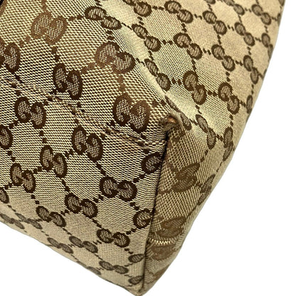 Gucci Tote GG Pattern Bamboo Beige Brown Dark Leather — view 6
