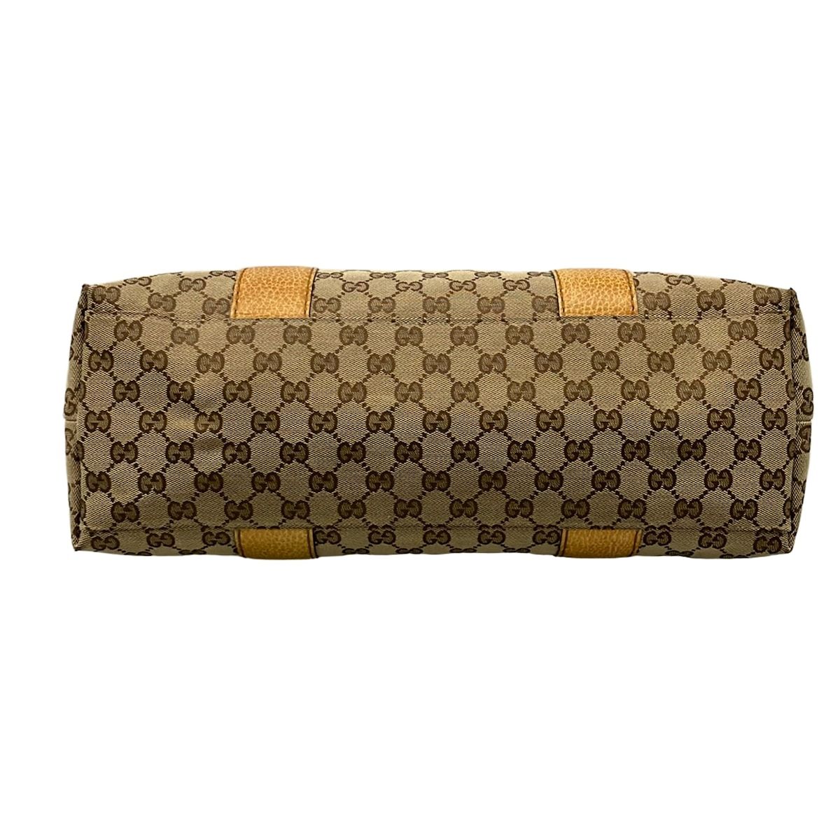 Gucci Tote GG Pattern Bamboo Beige Brown Dark Leather — view 5