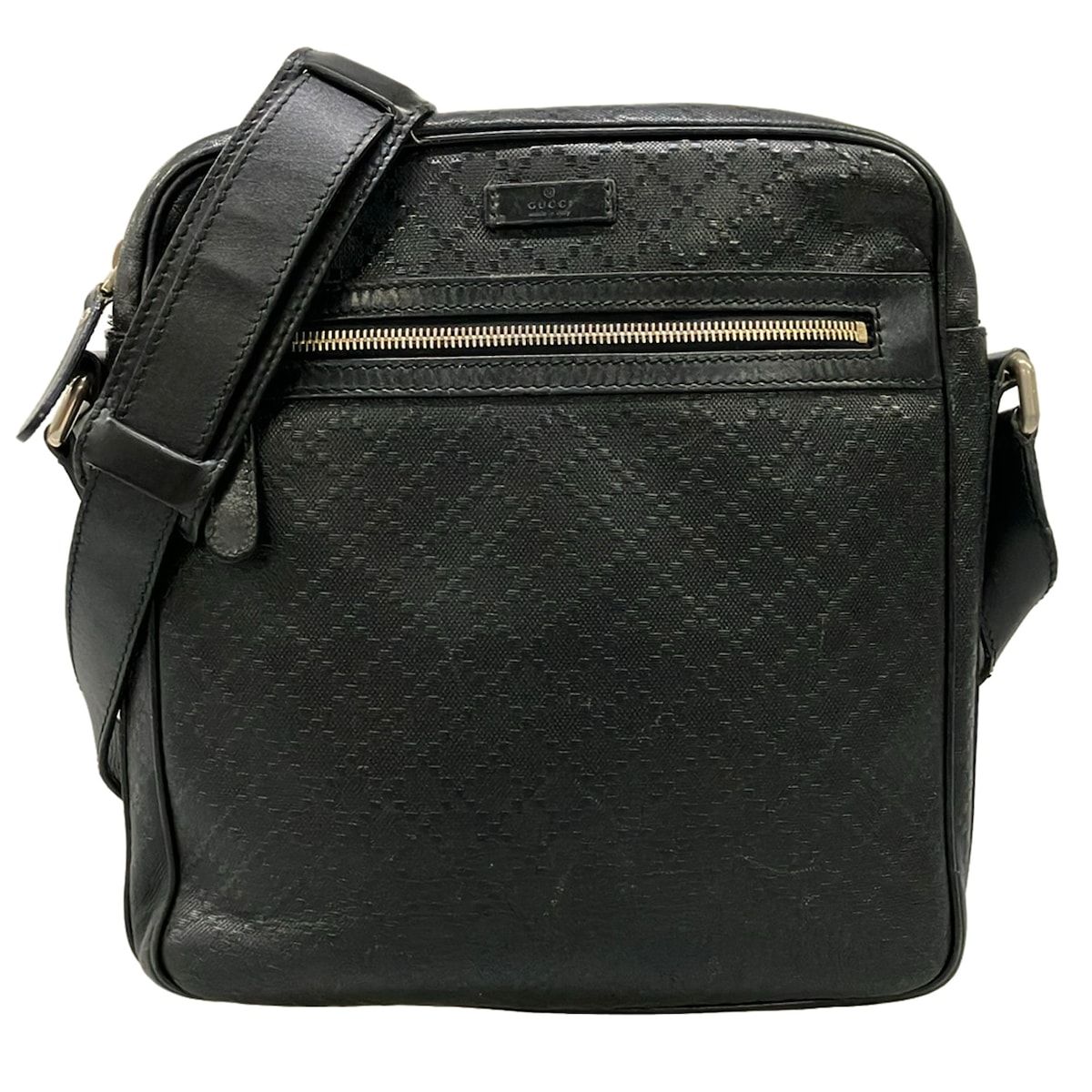 Gucci Shoulder Bag Bright Diamante Black Leather