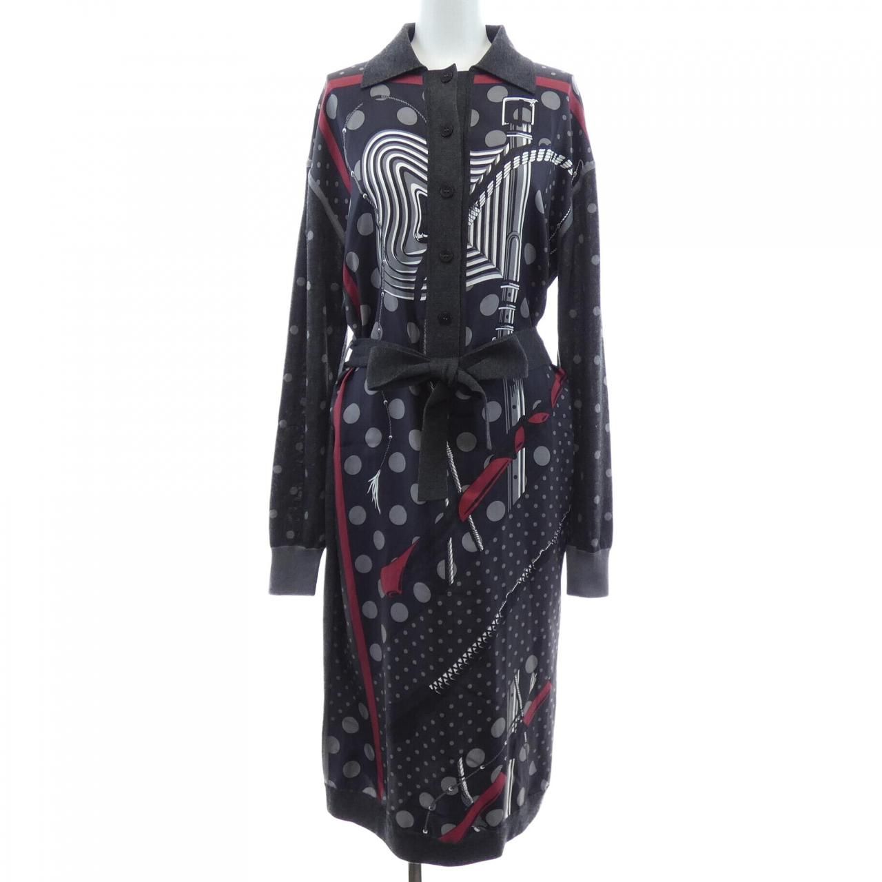 Hermes Clic Clac a Pois Twill Lane Dress